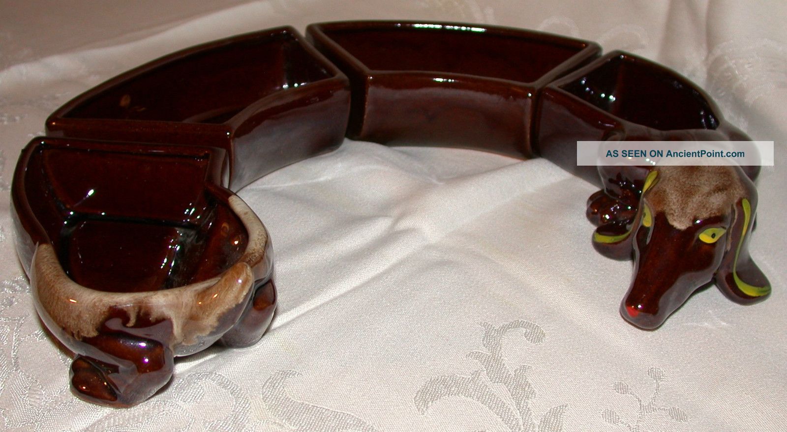 Kitschy,  Mid - Century Modern,  Ceramic Dachshund Candy Server Mid-Century Modernism photo