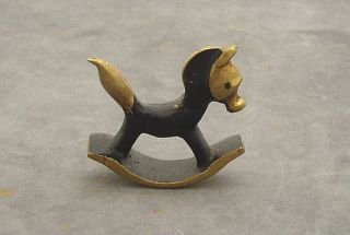 Walter Bosse Brass Patinated Small Model Of A Rocking Horse Modernist Baller photo