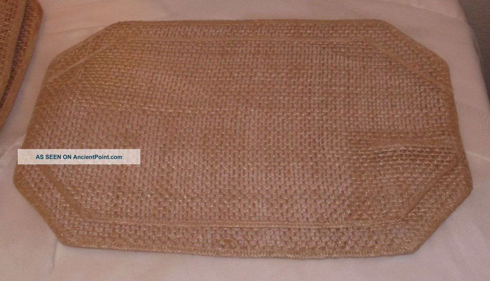 Mid Century Natural Fibers Tan Placemats With Napkin Fork Spoon Knife Pocket Mid-Century Modernism photo