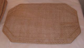 Mid Century Natural Fibers Tan Placemats With Napkin Fork Spoon Knife Pocket photo