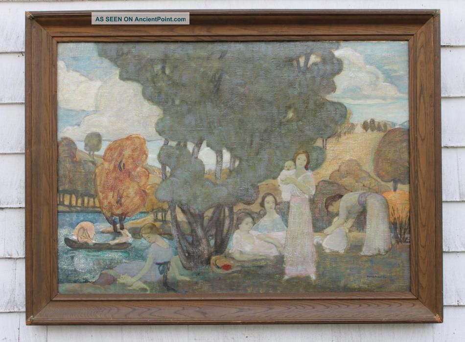 Antique 1915 Ferol Sibley Warthen Post - Impressionist Provincetown Oil Painting Mid-Century Modernism photo