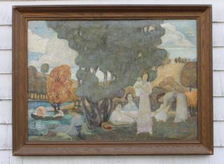 Antique 1915 Ferol Sibley Warthen Post - Impressionist Provincetown Oil Painting photo