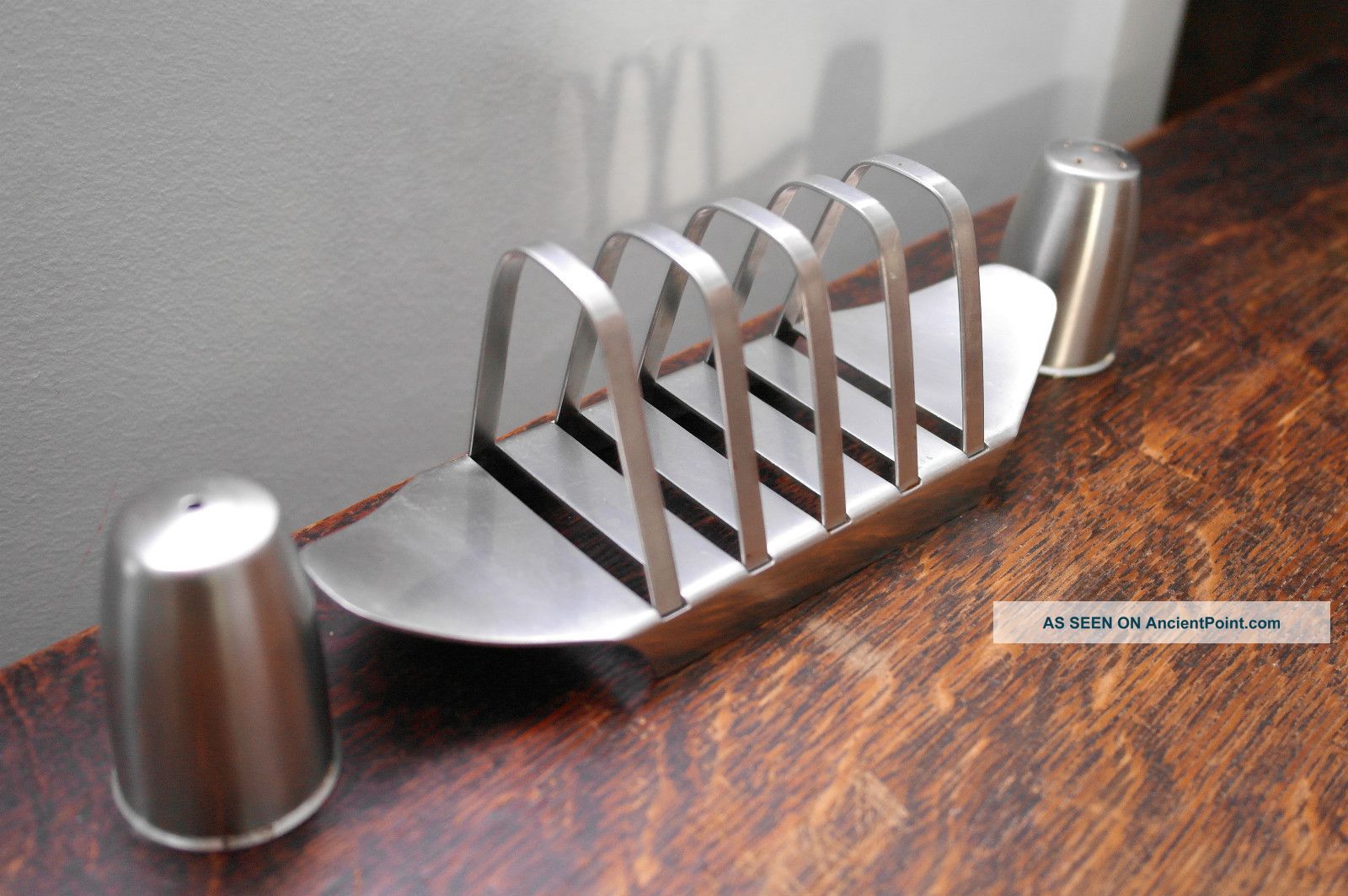 Vintage Old Hall Steel Toast Rack + Salt & Pepper Pots By Robert Welch Modernist Mid-Century Modernism photo