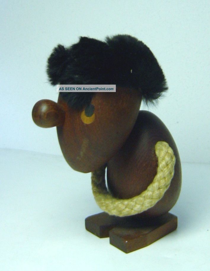 Cute Teakwood Man Figurine Signed Hans Bolling Orskov Denmark Mid-Century Modernism photo