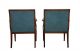 Hollywood Regency Stow & Davis Blue Leather And Solid Walnut Wood Arm Chairs Mid-Century Modernism photo 5