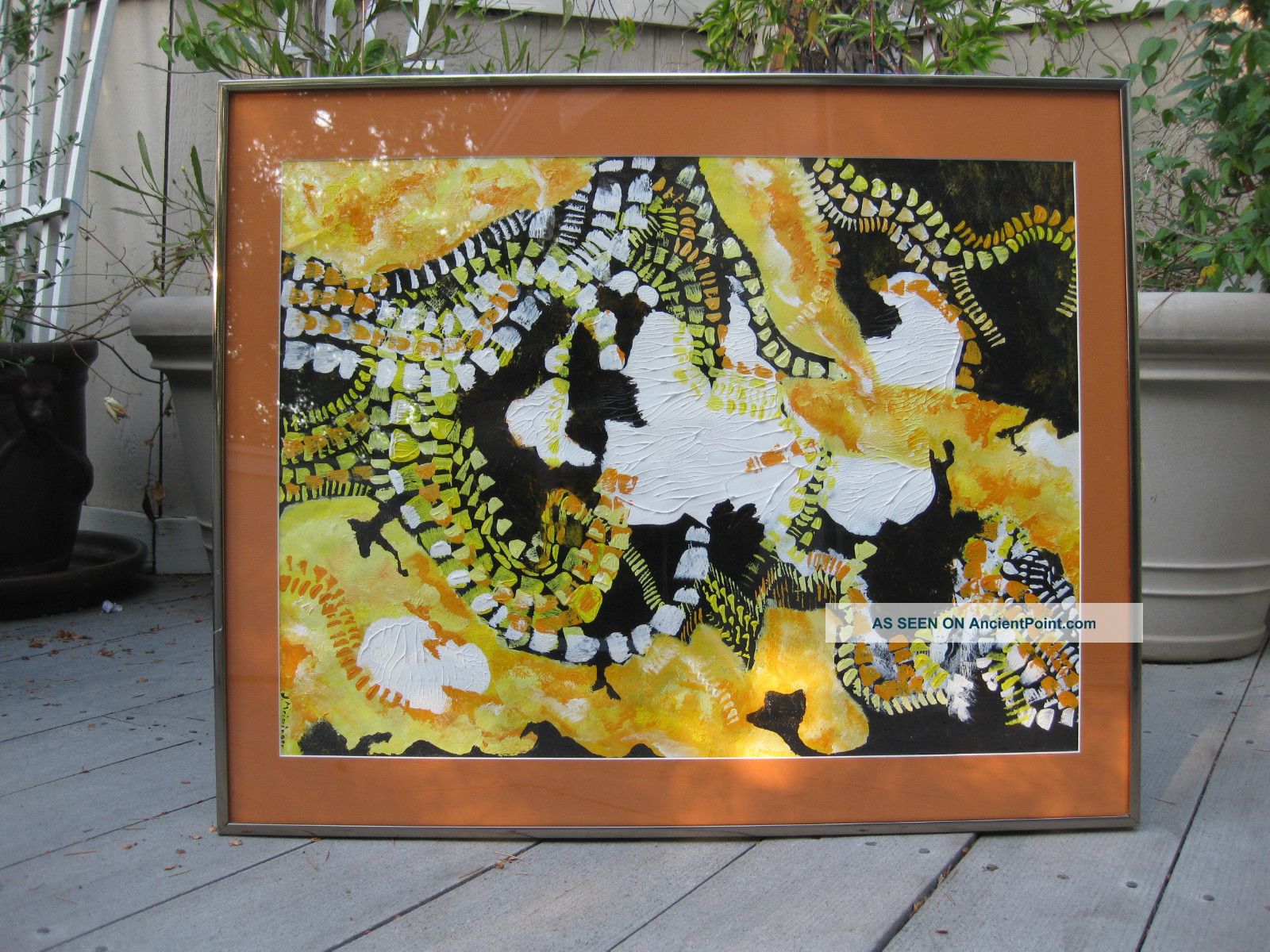 Mid Century Modern Eames Signed Abstract Oil Painting Mid-Century Modernism photo