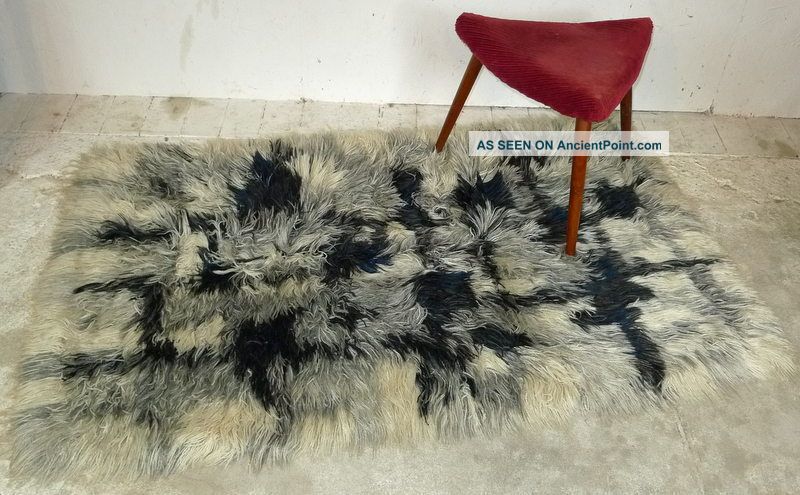 Modern Danish Design - Black/ White Wool Rya Rug From The 1960 - 70th Mid-Century Modernism photo