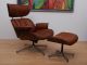 Mid Century Modern Lounge Chair Matching Ottoman Walnut Leather Eames Era Mid-Century Modernism photo 9