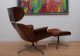 Mid Century Modern Lounge Chair Matching Ottoman Walnut Leather Eames Era Mid-Century Modernism photo 4