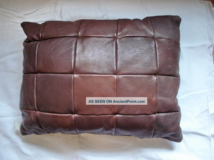 Mid Century De Sede Auth Dark Brown Quilt 3 Leather Sofa Chair Vtg 60s Pillow Mid-Century Modernism photo