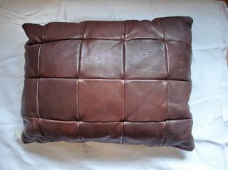 Mid Century De Sede Auth Dark Brown Quilt 3 Leather Sofa Chair Vtg 60s Pillow photo