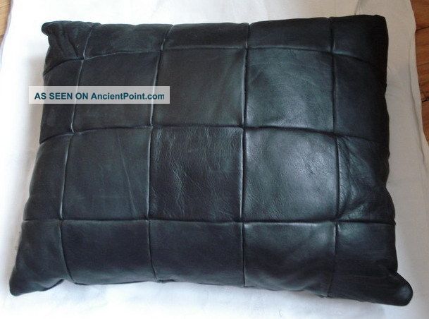 Mid Century De Sede Black Quilt 2 Leather Sofa Chair Cushion Pillow Vtg 60s New Mid-Century Modernism photo