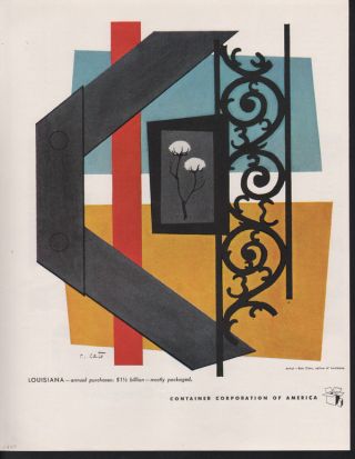 1947 Bob Cato Artist Louisiana Cotton Metal Iron Mod Abstract Art Print Ad photo