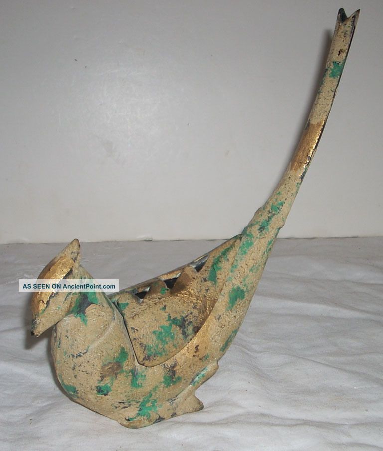 Vintage Mid Century Japanese Cast Iron Pheasant Incense Burner Mid-Century Modernism photo