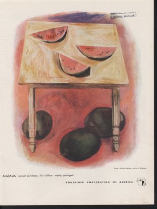1948 Charles Shannon Artist Watermelon Table Food South Abstract Art Print Ad photo