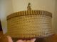 Mid - Century Modern Swag Lamp,  Fiberglass & Wood Shades 14 1/4 