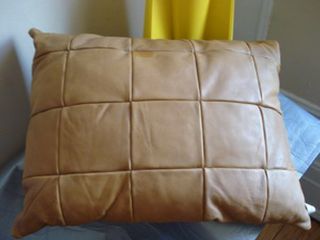 Mid Century De Sede Stone Sand Leather Sofa Chair Cushion Pillow 2 Vtg 60s New photo