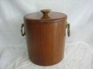 Vintage Solid Walnut Wood Danish Modern Ice Bucket Mid Century Retro Atomic photo
