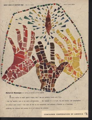 1950 Elaine Urbain Artist Hands Western Man World Peace Abstract Art Print Ad photo