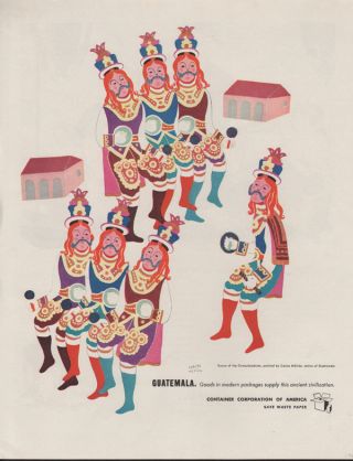 1945 Carlos Merida Artist Guatemala Dance Conquistadores Abstract Art Print Ad photo