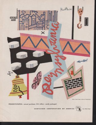 1946 Stuart Davis Artist Mod Pennsylvania Abstract Art Container Corp America Ad photo