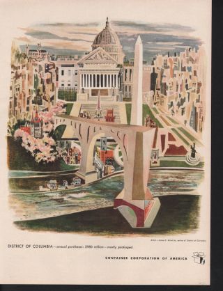 1948 James Minnicks Artist D.  C Capitol Washington Monument Abstract Art Print Ad photo