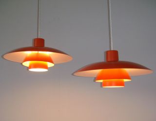 Poul Henningsen Ph Lamps 4/3 (s) Vintage Orange By Louis Poulsen [pair Of 2] photo