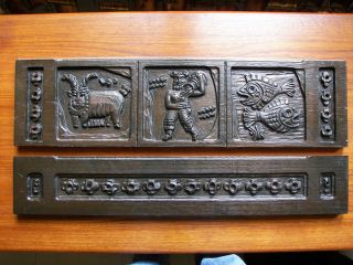 Mid Century Evelyn Ackerman Zodiac Carved Wood Panel Pisces,  Capricorn,  Aquarius photo