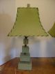 Mid - Century Modern Pair Of Green Lamps,  Fiberglass Shades 21 