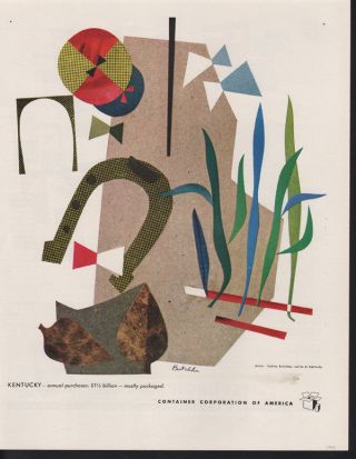 1948 Sydney Butchkes Kentucky Artist Horseshoe Derby Grass Abstract Art Print Ad photo