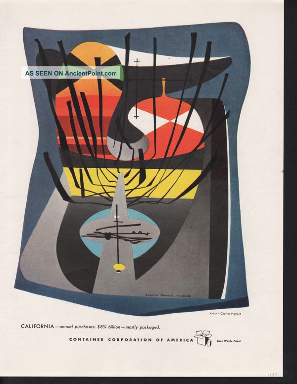 1947 Charles Howard California Artist Silicone Valley Wow Abstract Art Print Ad Mid-Century Modernism photo