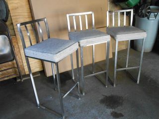 Cool Set Of 3 Shaver - Howard Brushed Steel Industrial Bar Kitchen Counter Stools photo