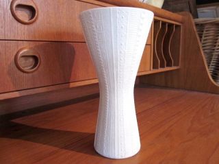 Fine Op Art Bisque Spindle Vase Heinrich Germany 60s Eames Era Modernist photo