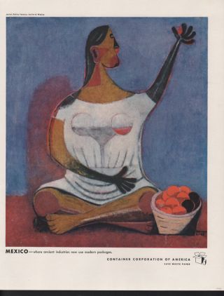 1949 Rufino Tamayo Artist Mexico Woman Fruit Orange Paint Abstract Art Print Ad photo