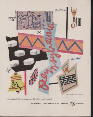 1946 Stuart Davis Artist Pennsylvania Bell Oil City Hat Abstract Art Print Ad photo