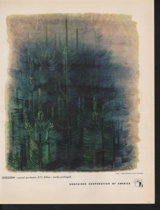 1948 Morris Graves Artist Oregon Tree Pine Sequoia West Abstract Art Print Ad photo