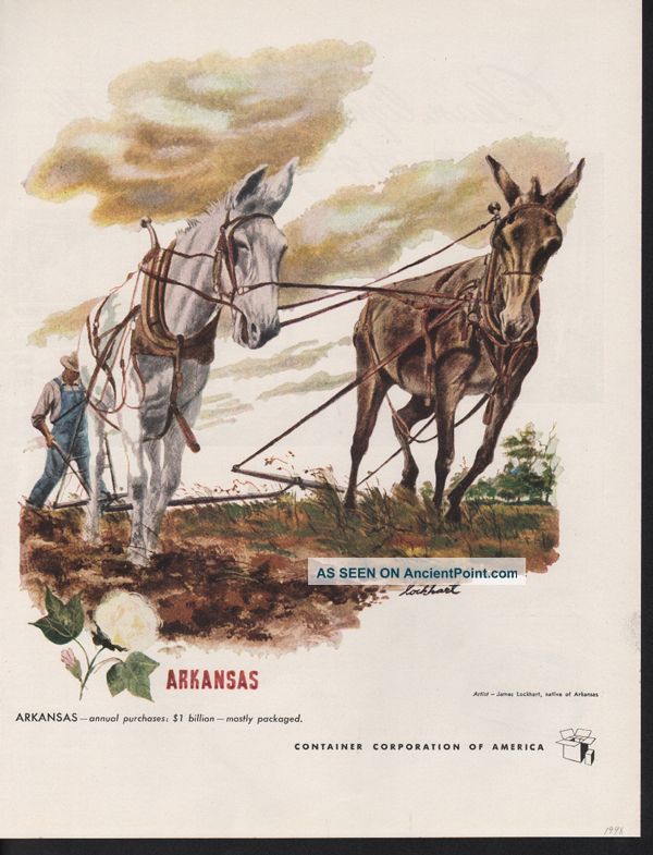 1948 James Lockhart Artists Arkansas Cotton Mule Farm Plow Abstract Art Print Ad Mid-Century Modernism photo