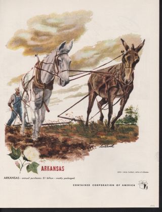 1948 James Lockhart Artists Arkansas Cotton Mule Farm Plow Abstract Art Print Ad photo
