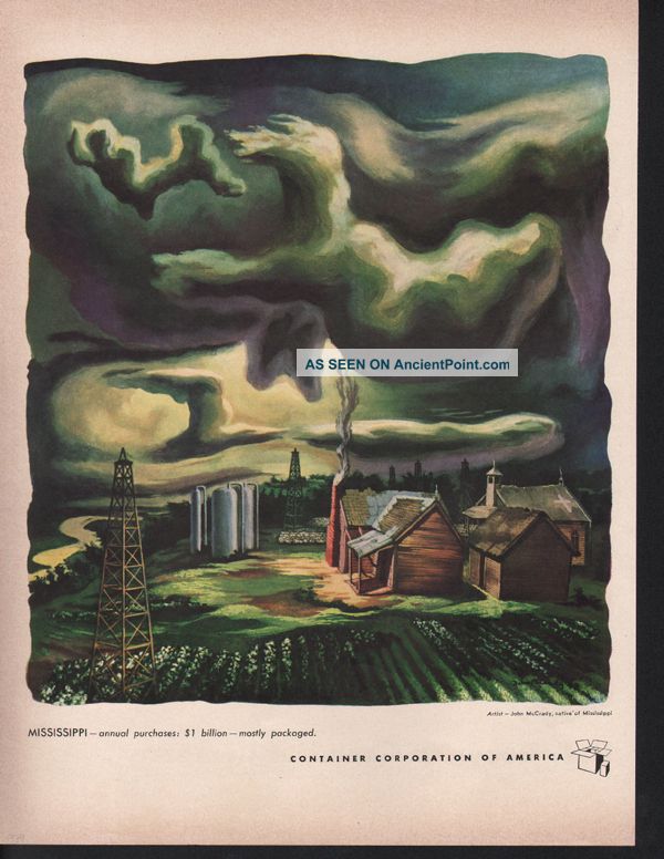 1949 John Mccrady Artist Mississippi Farm Oil River Tank Abstract Art Print Ad Mid-Century Modernism photo