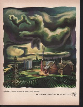 1949 John Mccrady Artist Mississippi Farm Oil River Tank Abstract Art Print Ad photo
