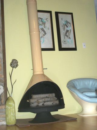 Retro Mid Century Mod Malm Zircon 30 Preway Enameled Freestanding Cone Fireplace photo