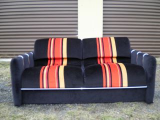 Vintage Modern Orange Upholstery With Chrome Trim Sofa Lounge Couch Eames Era photo