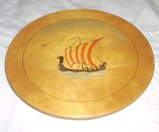 Vintage Mid Century Viking Ship Wood Wall Plaque Norway photo