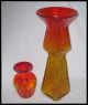 1962 Wayne Husted Blenko Glass Tangerine Vase Mid Century Modern+ 1 Smaller Vase Mid-Century Modernism photo 2