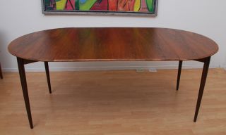 Mid Century Modern Walnut Dining Table Oval Round Shape Made In Canada photo
