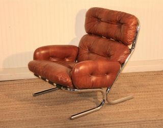 Mid Century Modern Chrome Lounge Chair By Directional Eames Baughman Evans Era photo