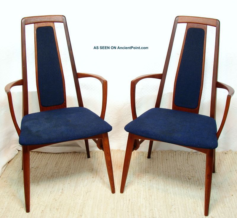 Pair (2) Eva For Koefoeds Denmark Teak Dining Arm Chairs Mid-Century Modernism photo