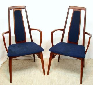 Pair (2) Eva For Koefoeds Denmark Teak Dining Arm Chairs photo