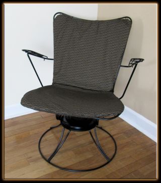 Vintage 50s Mid Century Modern Eames Black Metal Rod Lounge Chair Rocker - photo