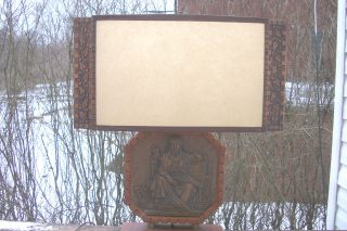 Mid Century Albert Gilles Modern Copper Teak Table Lamp 1960.  Signed A.  Gilles photo